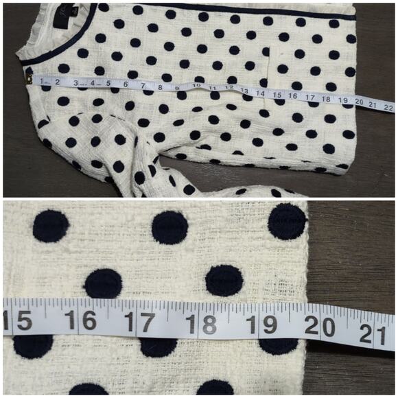 J. CREW Jacket in Polka Dot Textured Tweed Blazer Size 0 White Navy - Picture 8 of 16